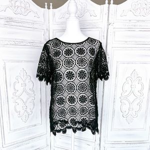 Banana Republic Black Medallion Lace Top